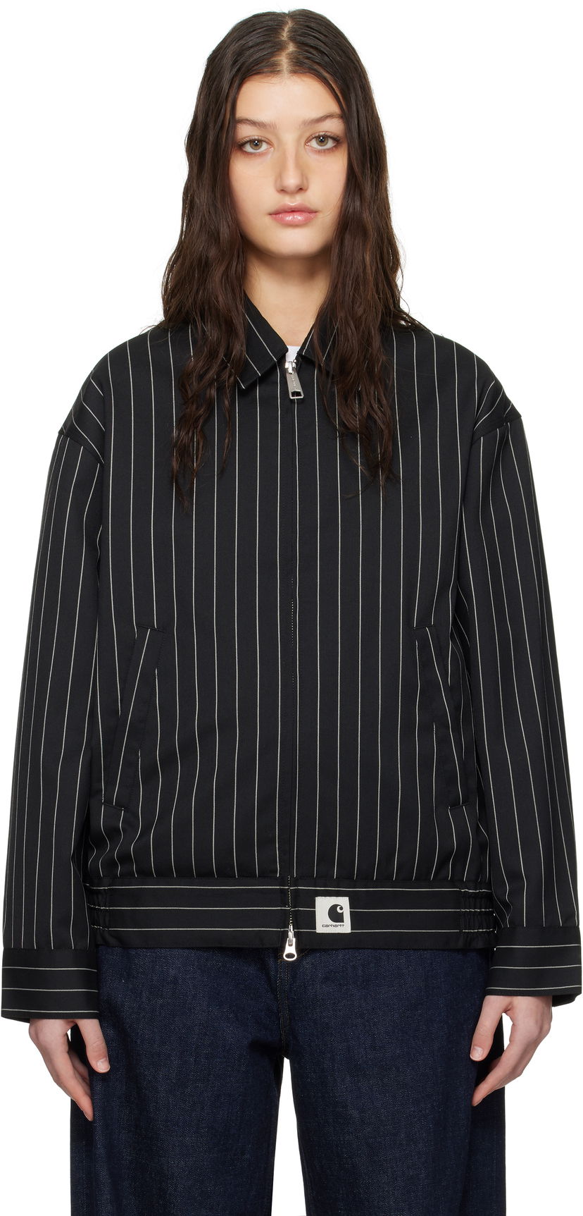 Куртка бомбер Carhartt WIP Carhartt WIP Seaton Pinstripe Jacket чорний | I034449 2MBXX