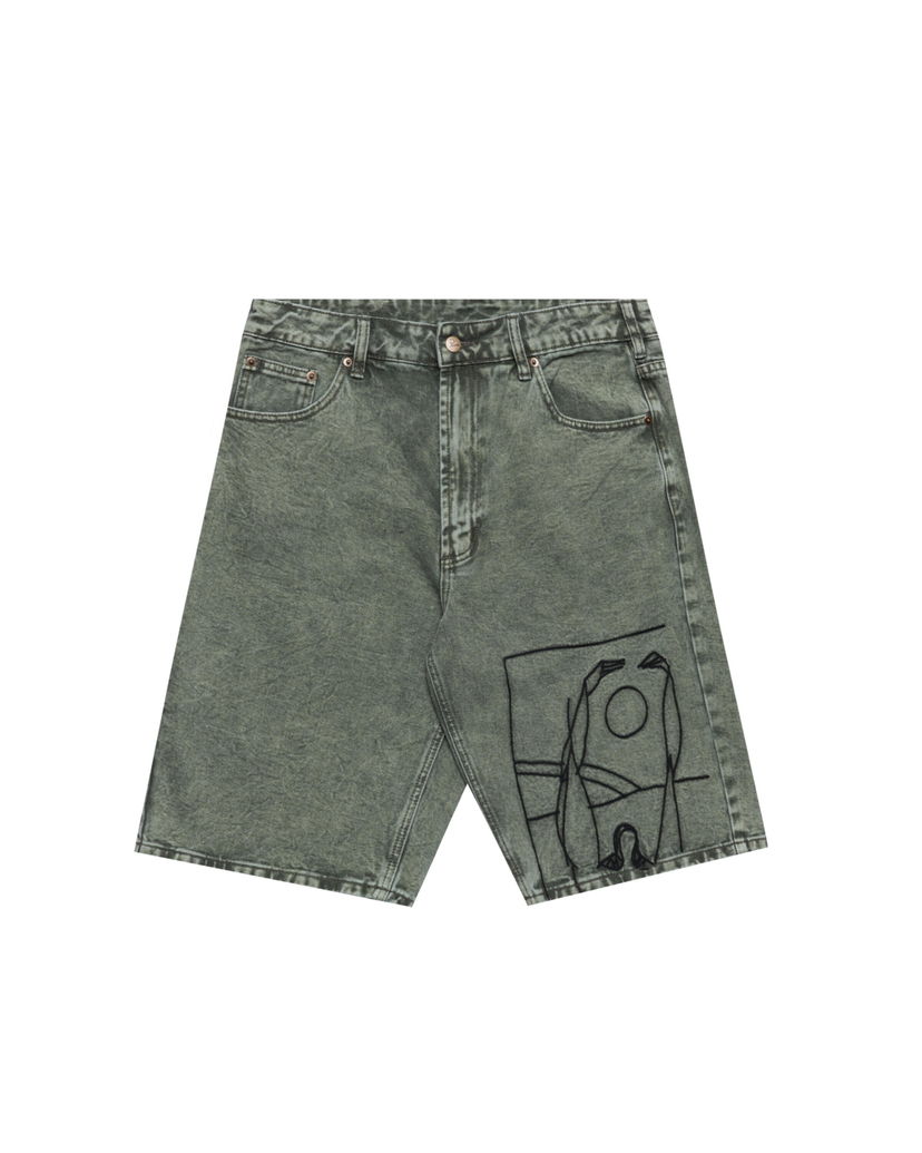 Шорти By Parra Parra Protect the Sun Denim Shorts Зелений | 54165