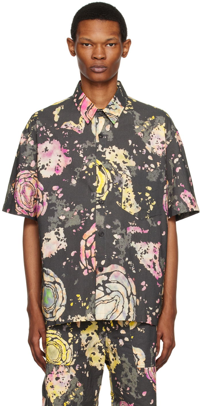Сорочка ISABEL MARANT Abstract Print Short Sleeve Shirt чорний | 23PCH0039HA-A1I40H