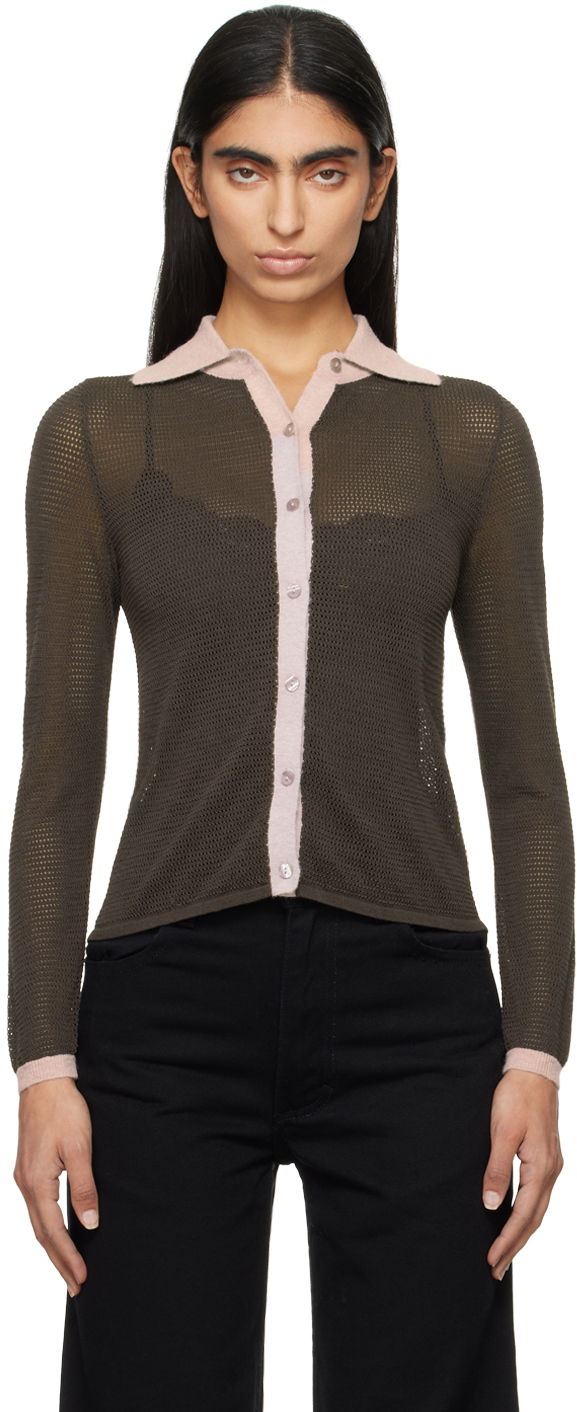 Сорочка Eckhaus Latta Shirt Button-Down Long Sleeve Коричневий | 8087-EL-PF24-F -