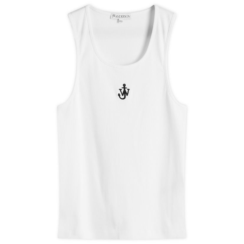 Безрукавка JW Anderson White Ribbed Vest With Anchor Embroidery білий | JO0246-PG1512-001