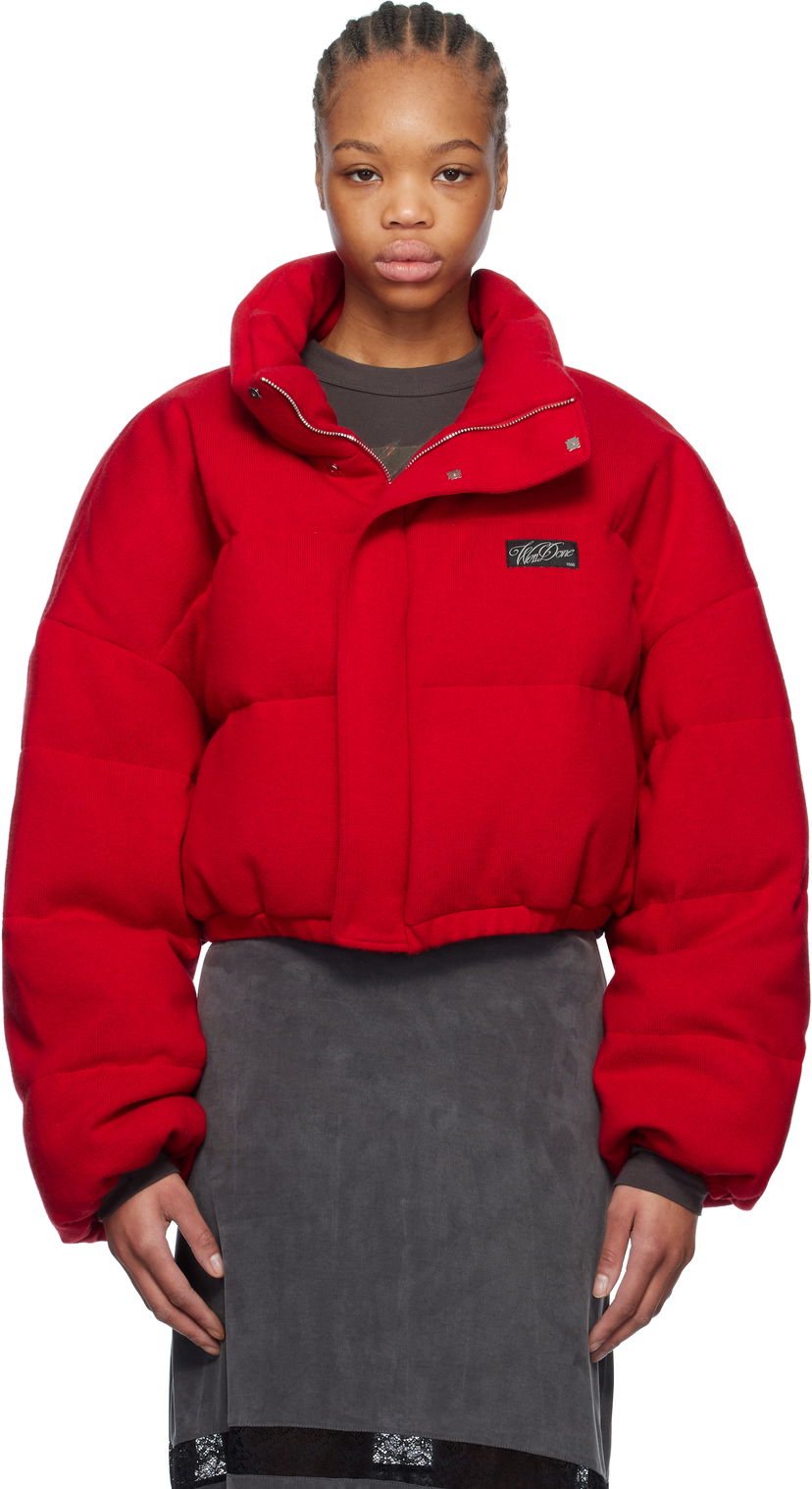 Пуховик We11done We11done Knit Down Cropped Puffer Jacket Червоний | WD-KJ0-25-674-W-RD