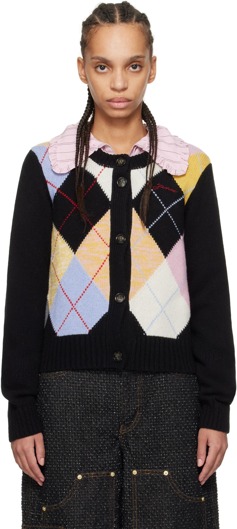 Cветр GANNI GANNI Harlequin Knit Cardigan Різнокольоровий | K2380