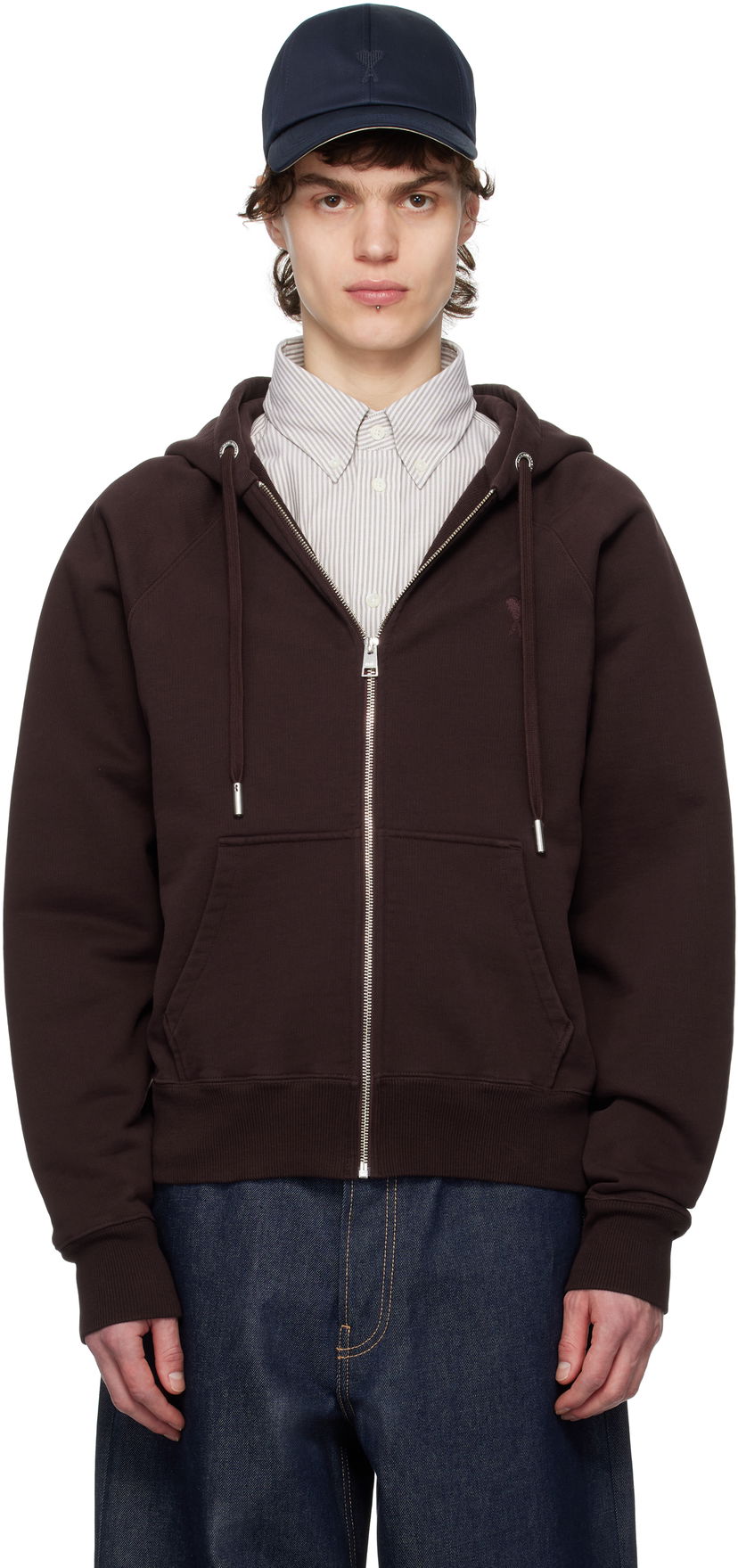 Світшоти AMI AMI Paris Ami de Coeur Zip-Up Hoodie Коричневий | HSW474.747