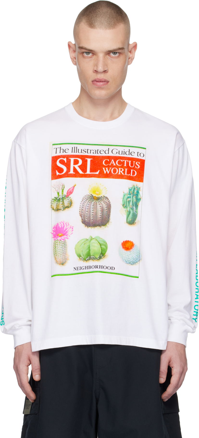 Футболка Neighborhood Cactus World Graphic Long Sleeve T-Shirt білий | 242PCNH-LT21