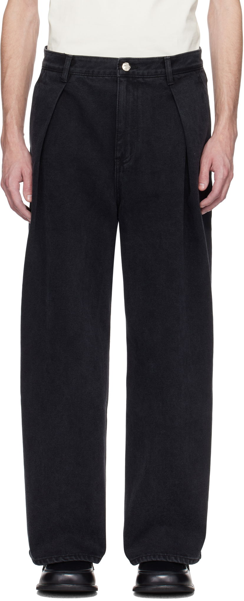 Джинси ADER ERROR ADER error Sig TRS Tag 02 Pleated Jeans чорний | BO42FYJE0102BK
