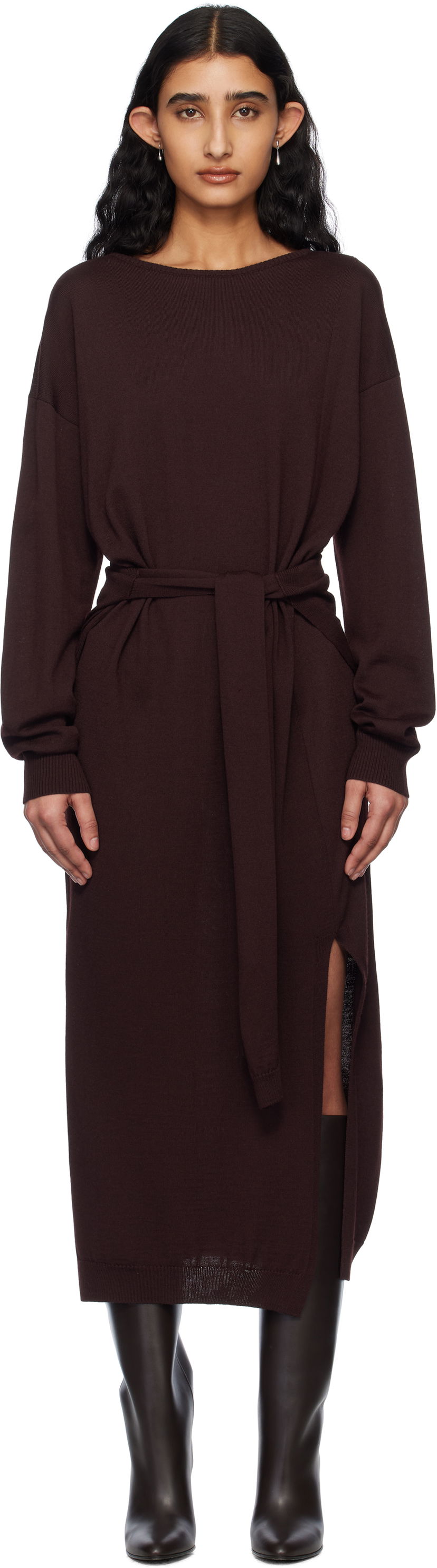 плаття LEMAIRE LEMAIRE Trompe L'Oeil Knit Maxi Dress Бордовий | DR1093 LK087
