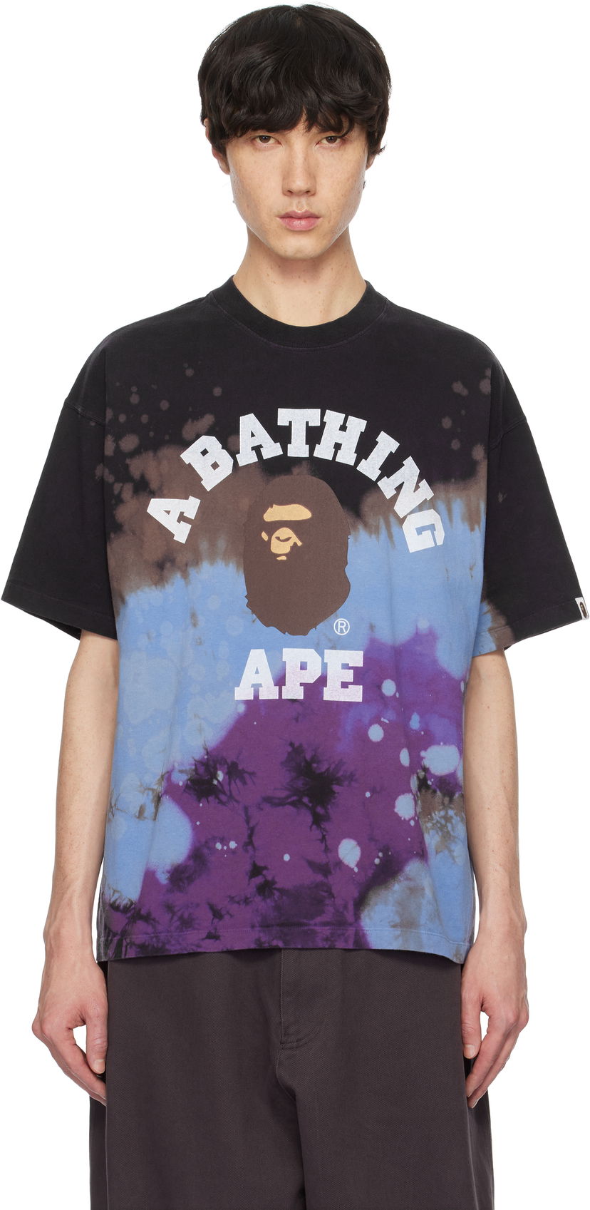 Футболка BAPE Tie Dye College Relaxed Fit T-shirt Різнокольоровий | 001CSK801003M