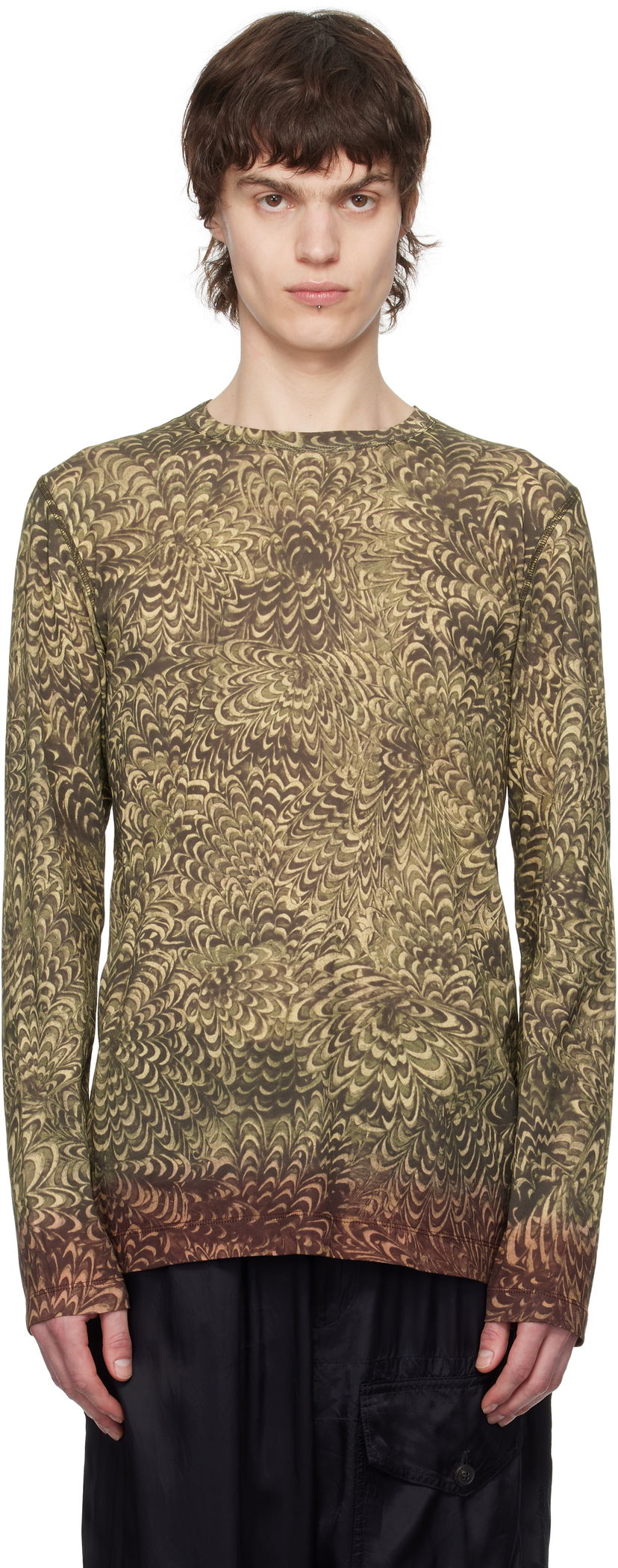 Футболка Dries Van Noten Dries Van Noten Printed Cotton T-Shirt Зелений | 251-021146-1609