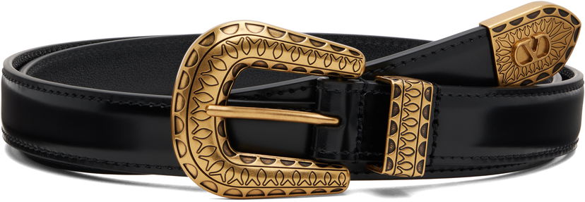 Ремені Valentino VLogo Signature Brushed Calfskin Belt by Valentino Garavani чорний | 7Y2T0SQ9QBH