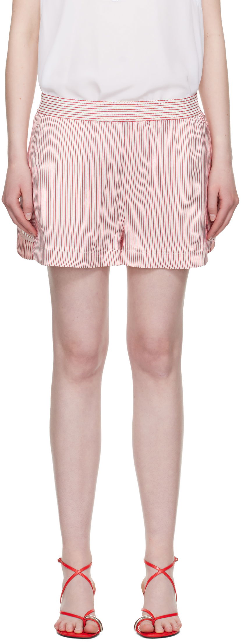 Шорти Stella McCartney Stella McCartney Striped Elasticated Shorts Червоний | 6402953FR210