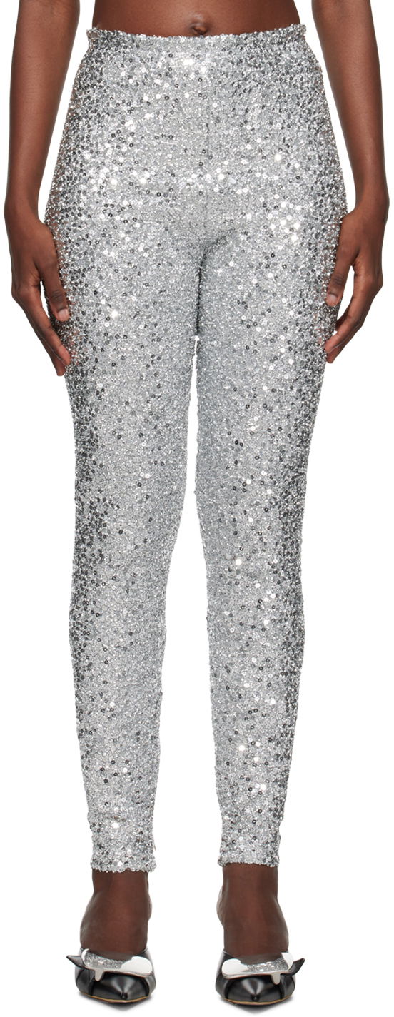 Легінси We11done We11done Sequined Leggings Металік | WD-LE3-23-246-W-SV