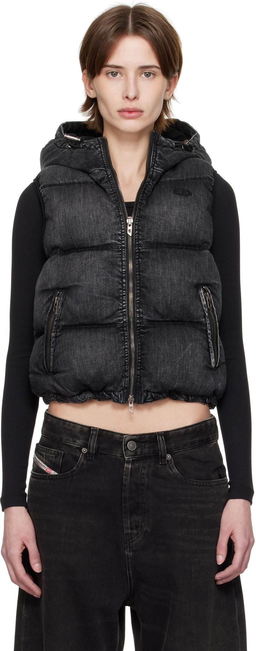 Жилет Diesel Diesel W-Hopper Cropped Puffer Vest чорний | A16058 0ABCB