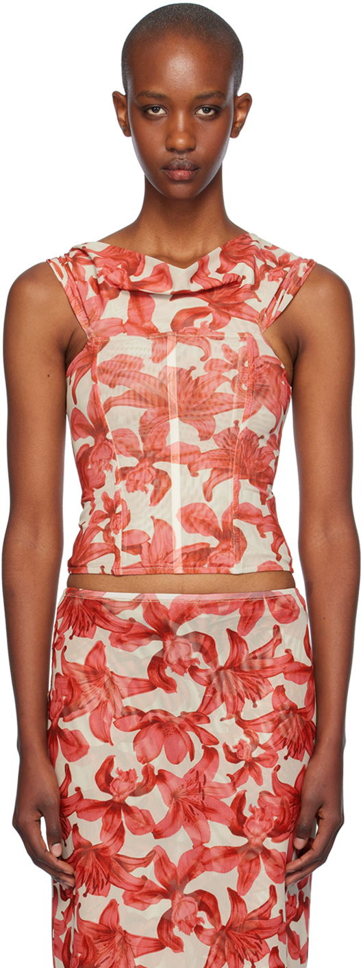 Безрукавка Miaou Miaou Magda Floral Corset Top Червоний | 7090PM1OAL