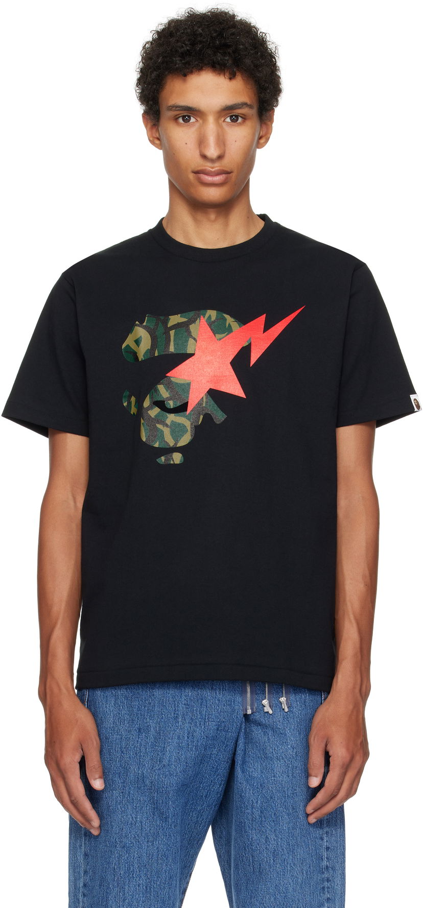 Футболка BAPE Trial Camo Ape Face STA T-Shirt чорний | 001TEL301035M