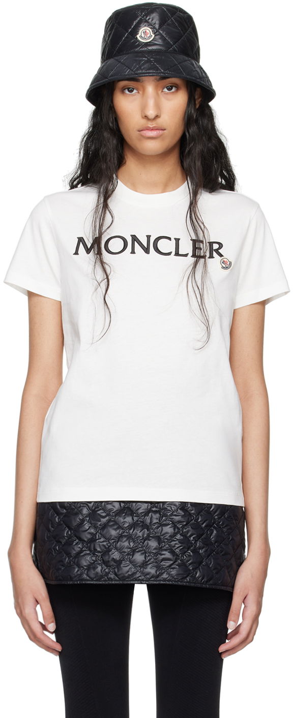 Футболка Moncler White Embroidered Logo T-Shirt білий | J20938C0001189AIJ