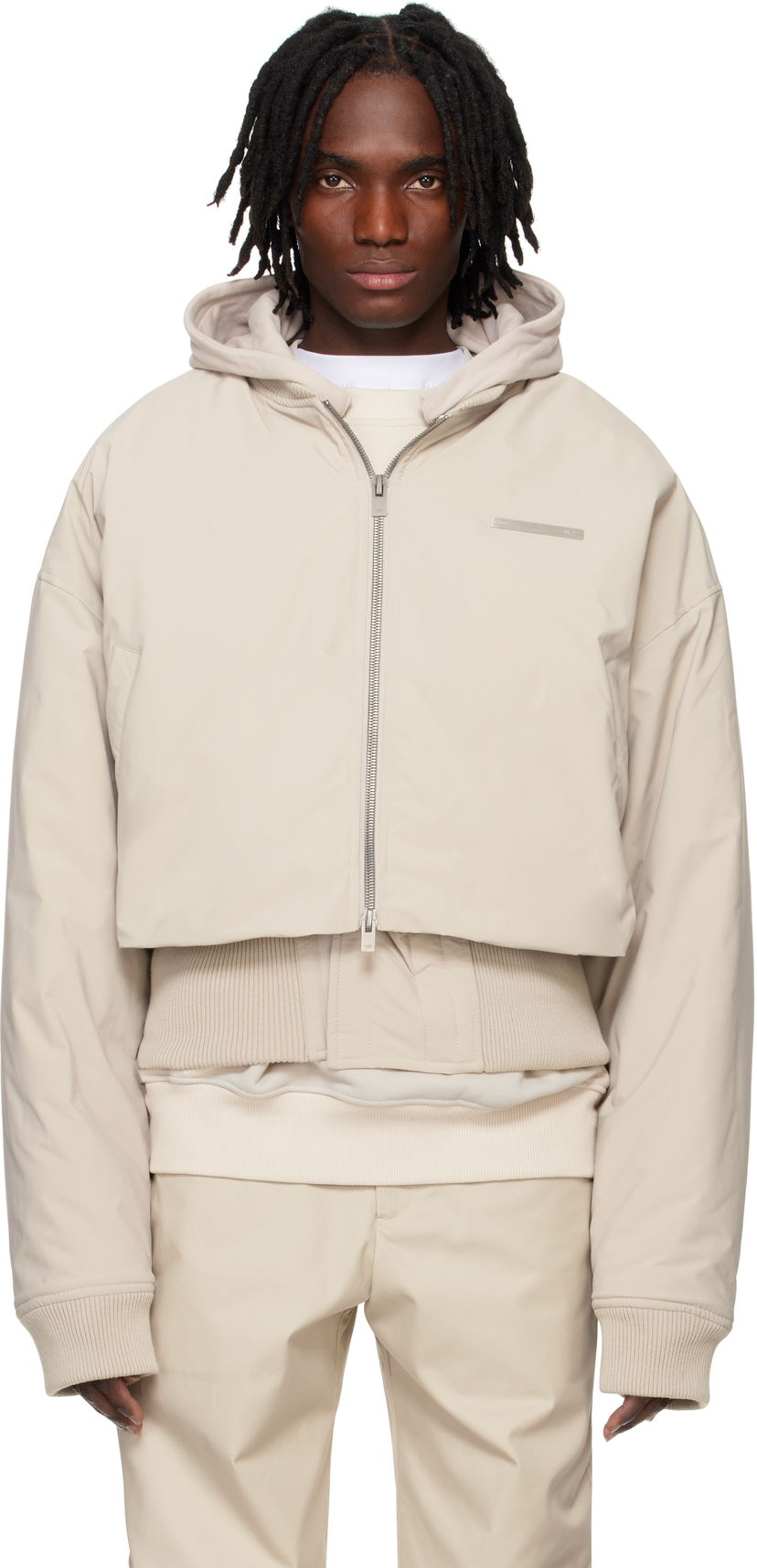 Куртка бомбер HELIOT EMIL Heliot Emil Pneumatic Cropped Bomber Jacket бежевий | PRESS25_M_02_100_ST18_CO