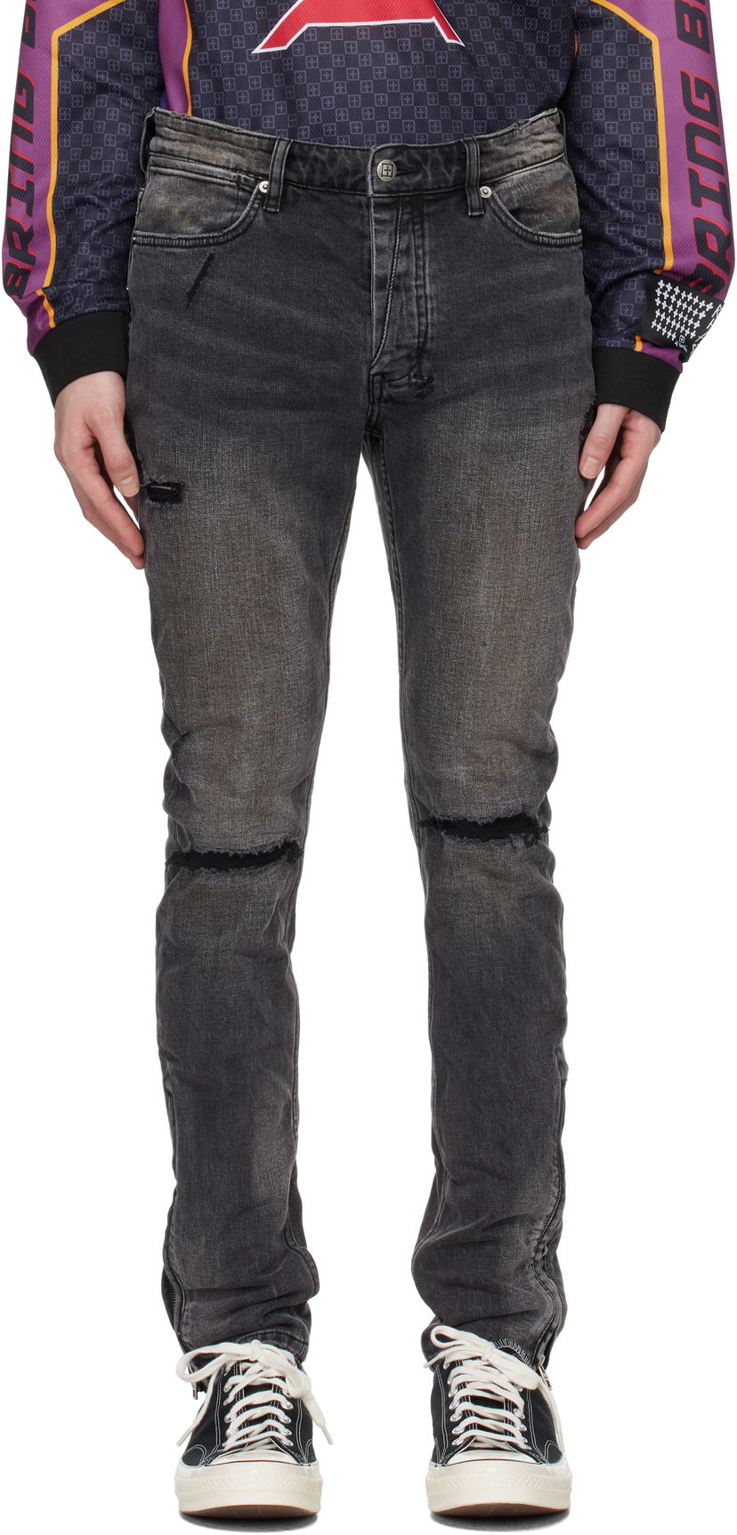 Джинси Ksubi Ksubi Van Winkle Distressed Slim Jeans чорний | MSP25DJ019