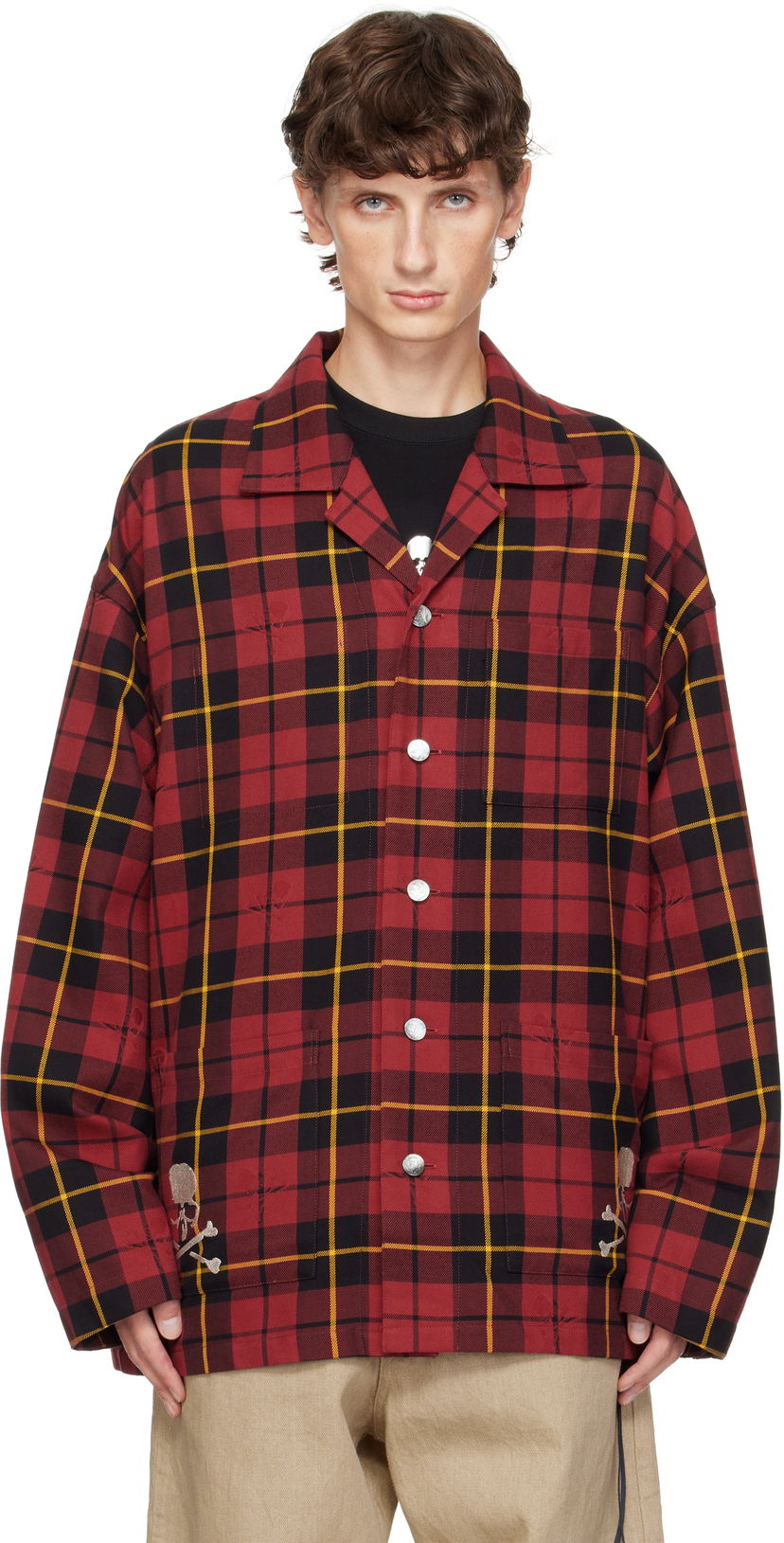 Сорочка Mastermind WORLD Plaid Shirt Jacket Червоний | MW24S13-SH005-021