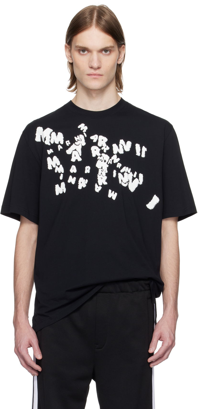Футболка Marni Marni 'Marni' Caos Logo T-Shirt чорний | HUMU0287P0 USCX49