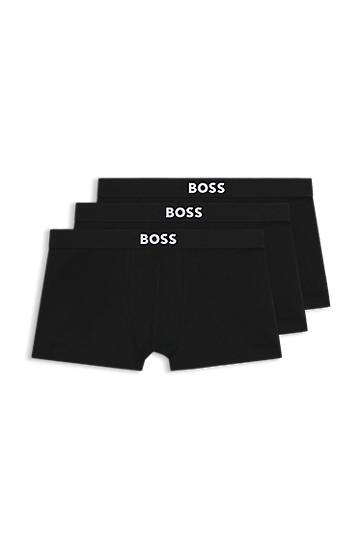 Боксери BOSS Stretch-Cotton Trunks with Logo Waistbands, Three-Pack чорний | 50544263