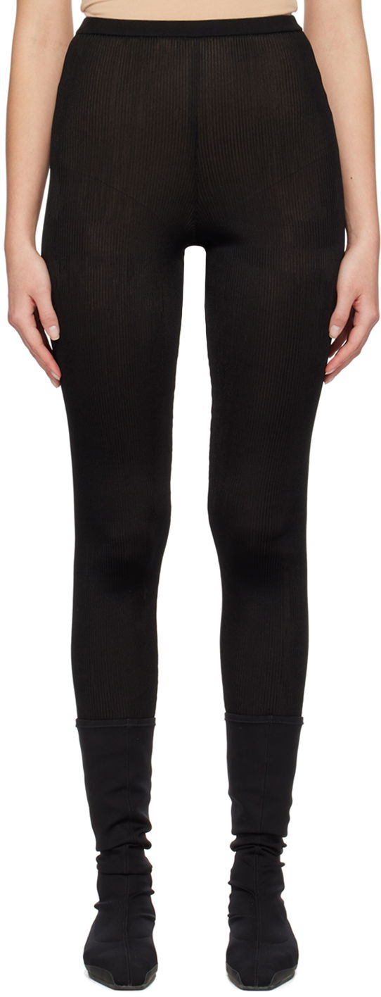 Легінси The Row Ribbed Stirrup Leggings чорний | 7055-Y80