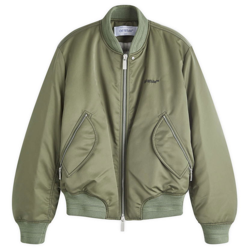 Куртка бомбер Off-White Contrast Stitch Nylon Bomber Jacket Зелений | OMEH057F24FAB0015810
