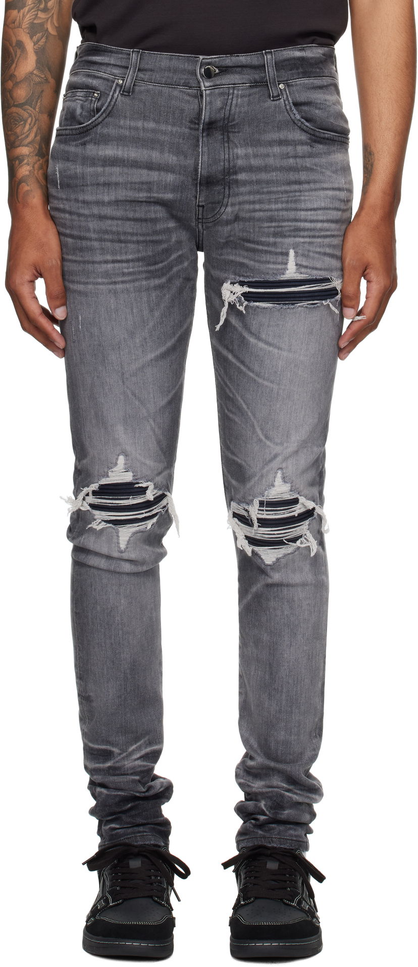 Джинси AMIRI AMIRI MX1 Jeans with Suede Patches Сірий | AMDNSY1158