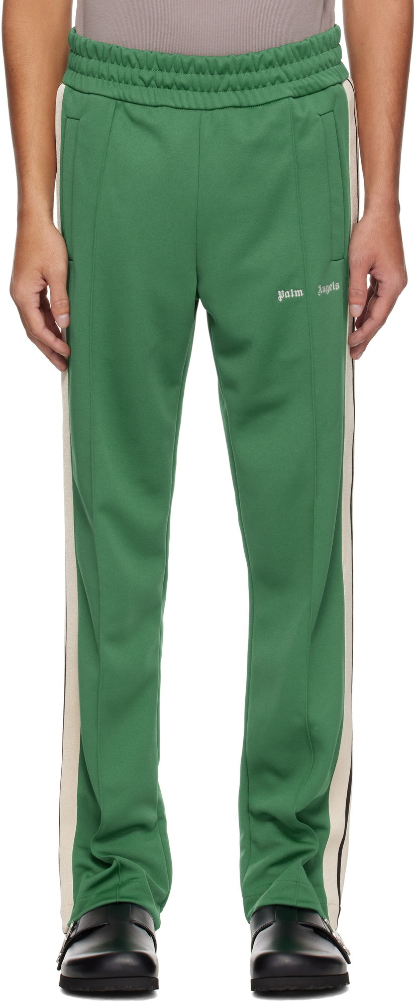 Спортивні штани Palm Angels Palm Angels Embroidered Logo Track Pants Зелений | PMCJ020S25FAB0015703