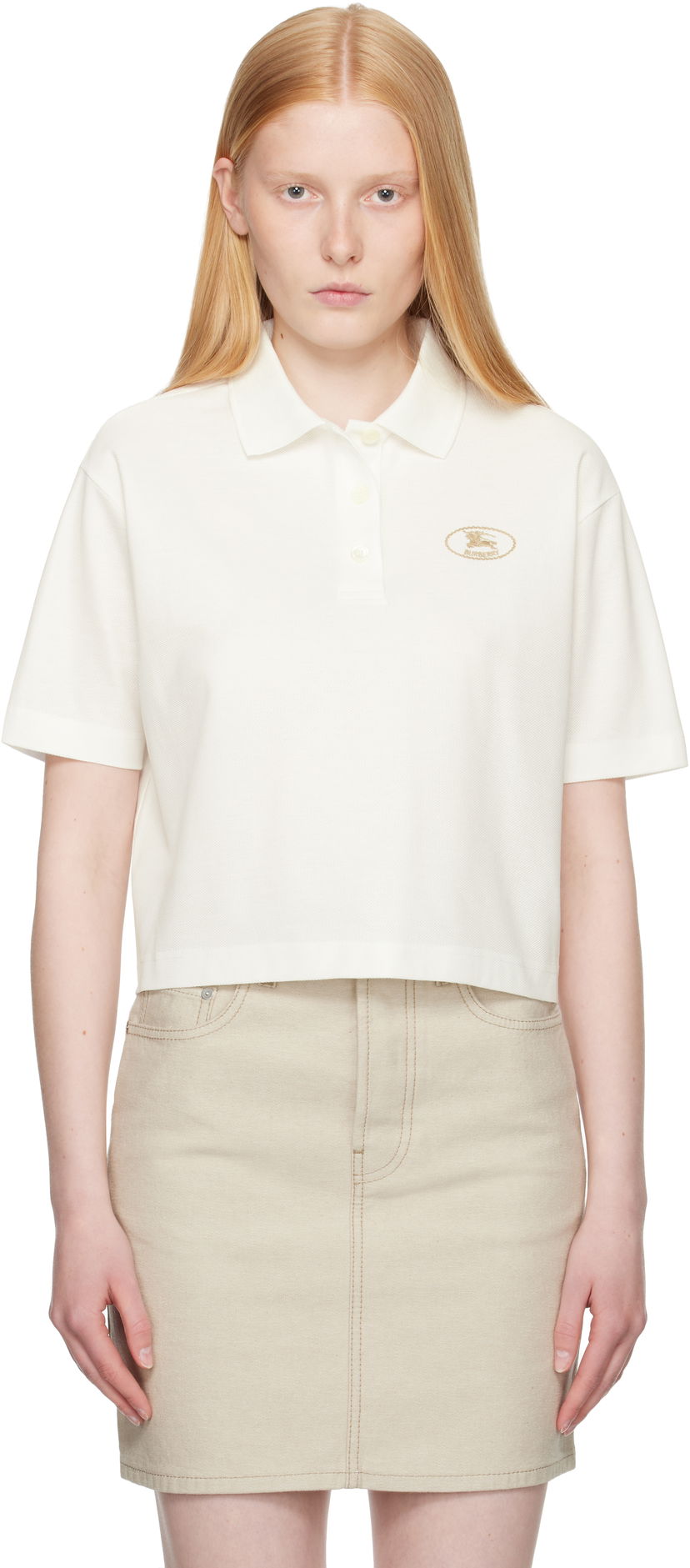Сорочка поло Burberry Burberry Cropped Cotton Polo білий | 8110085