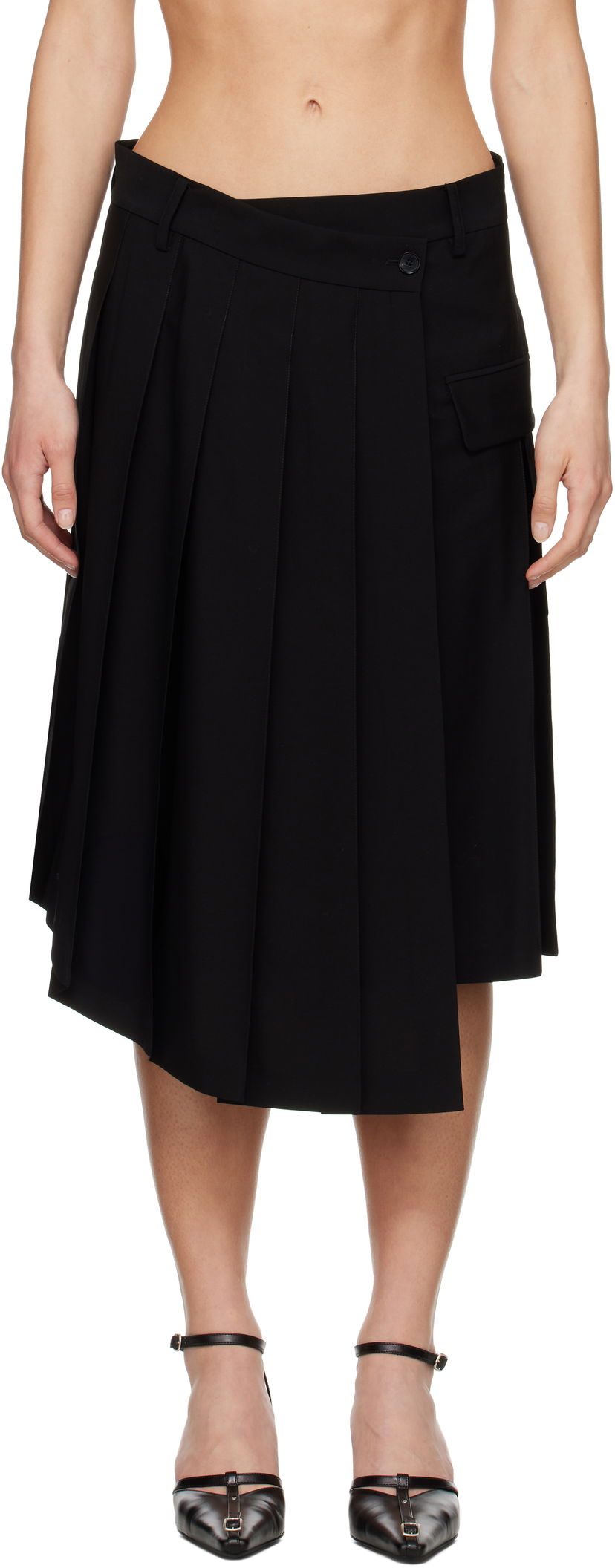 Спідниця Feng Chen Wang Feng Chen Wang Pleated Midi Skirt чорний | FUS19SK01B