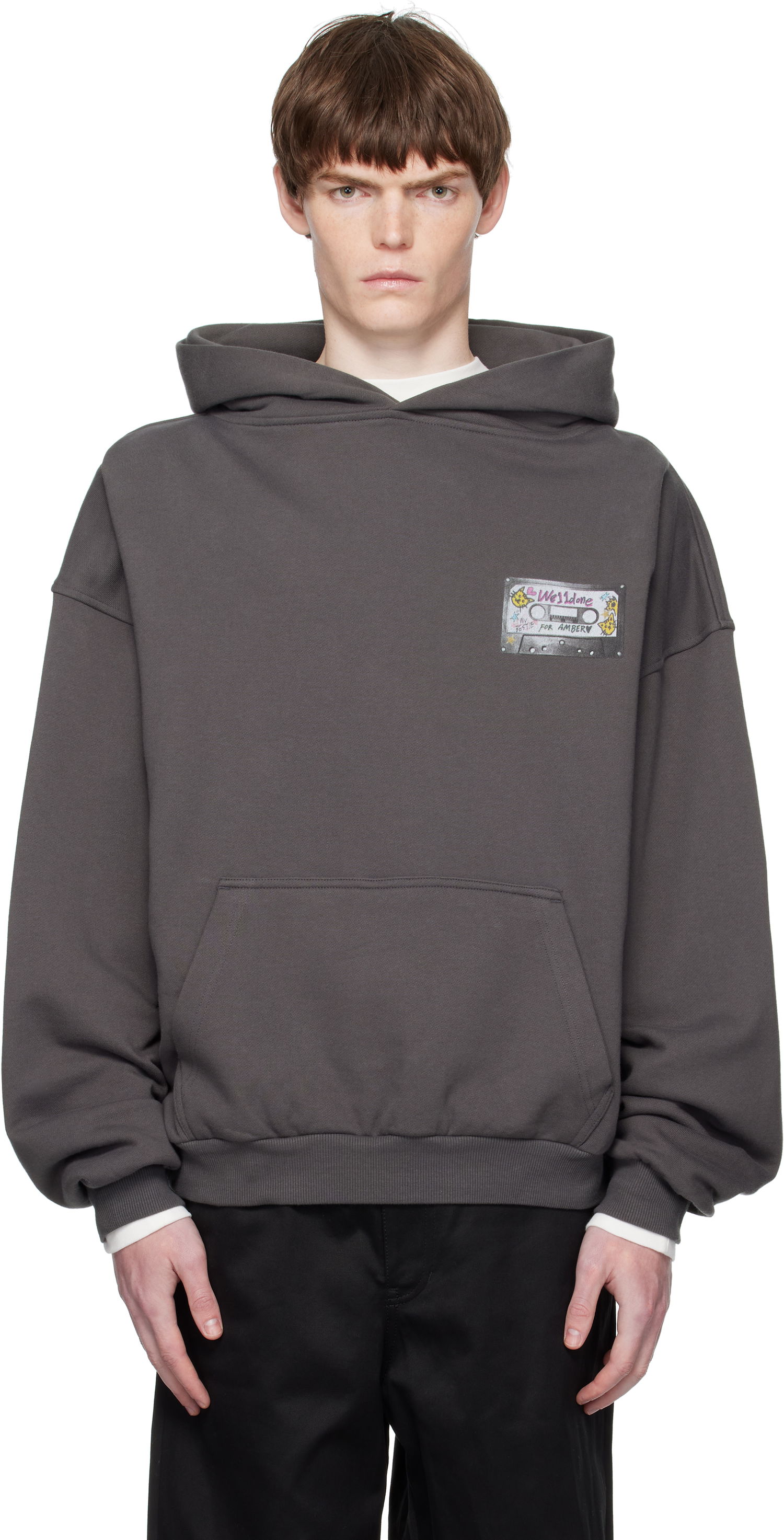 Світшоти We11done We11done Cassette Tape Print Hoodie Сірий | WD-TH2-25-834-U-CH, 0