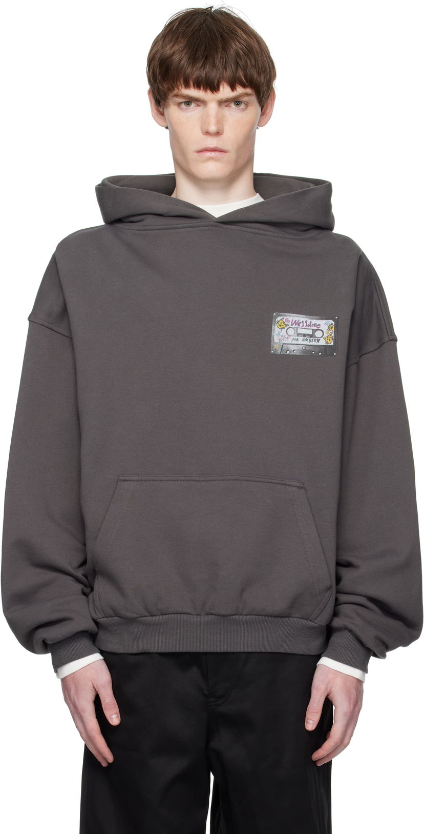 Світшоти We11done We11done Cassette Tape Print Hoodie Сірий | WD-TH2-25-834-U-CH
