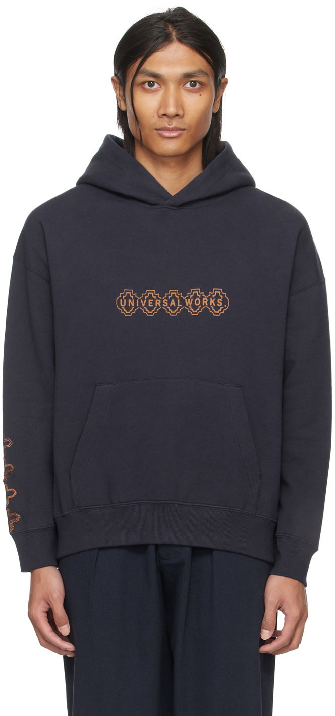 Світшоти Universal Works Universal Works Printed Hoodie темно-синій | P2932