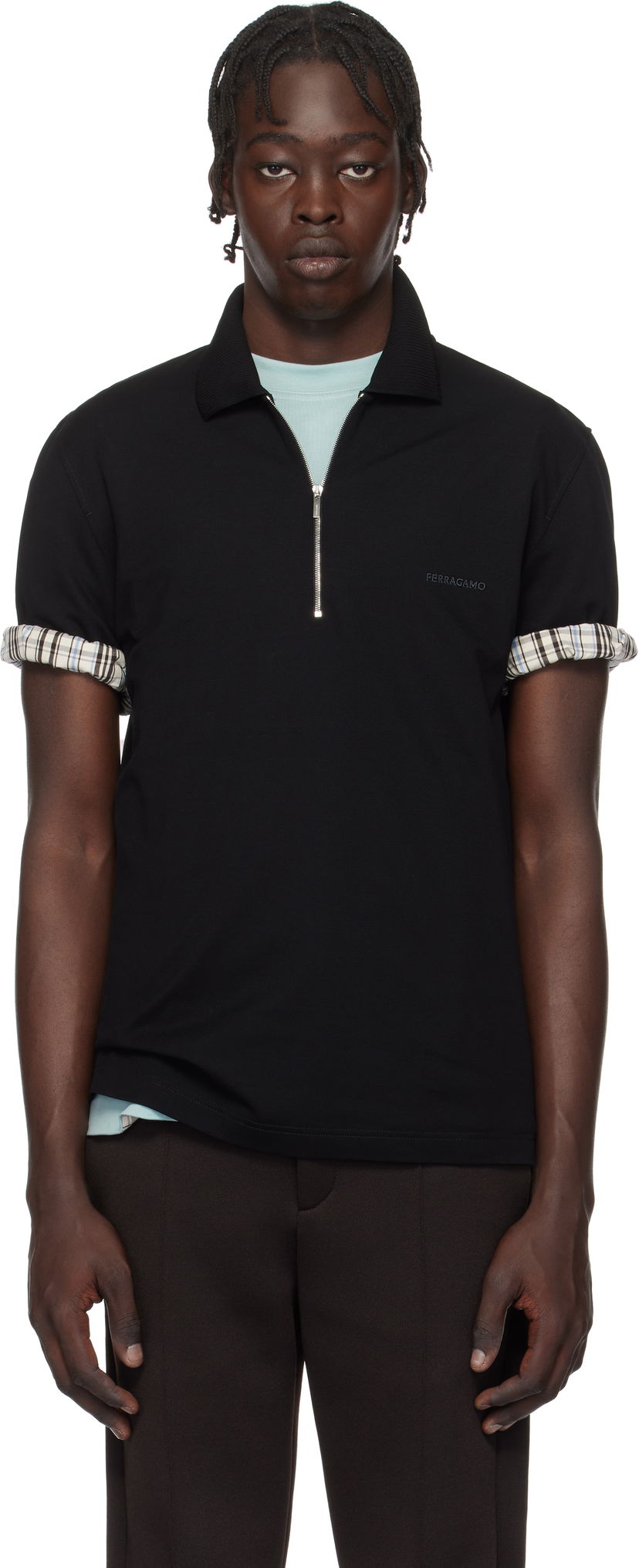 Сорочка поло FERRAGAMO Ferragamo Zip Collar Polo чорний | 772040