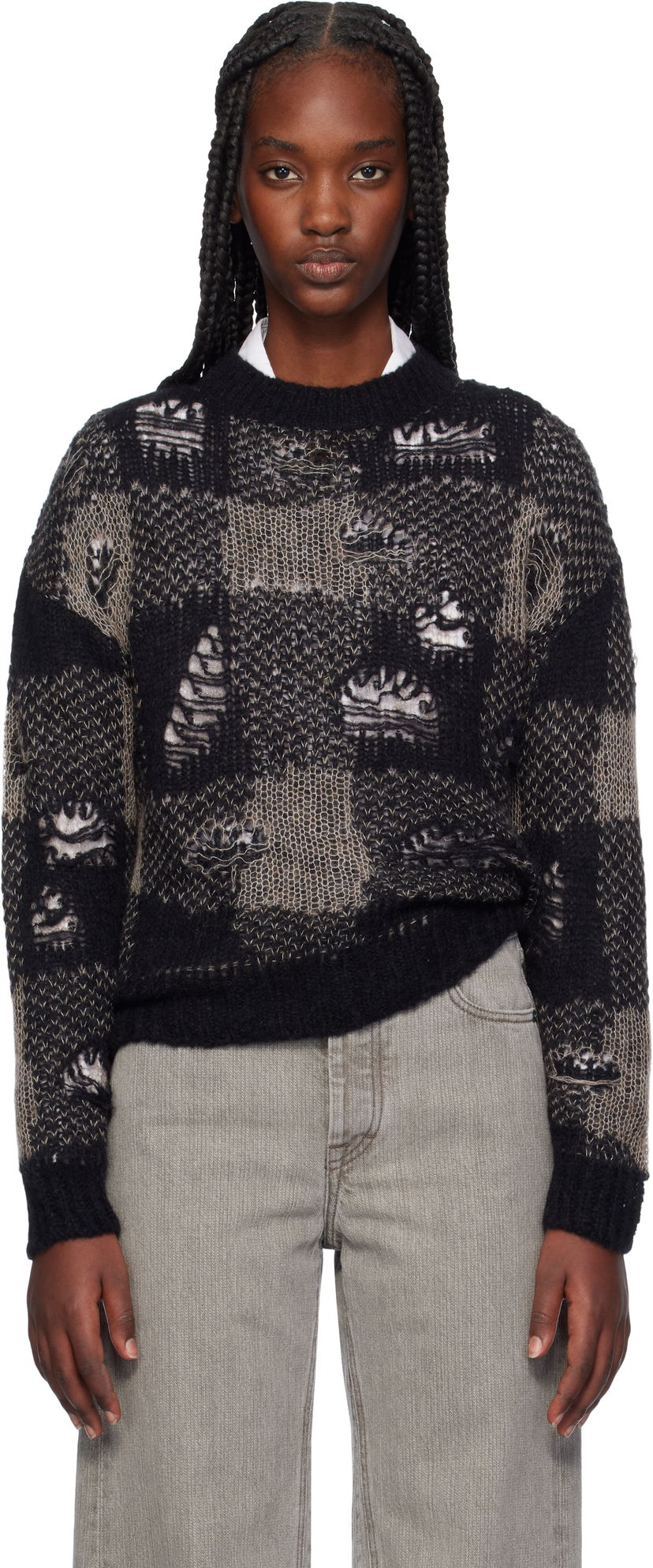 Cветр OUR LEGACY Sonar Distressed Roundneck Sweater чорний | W4243SBD