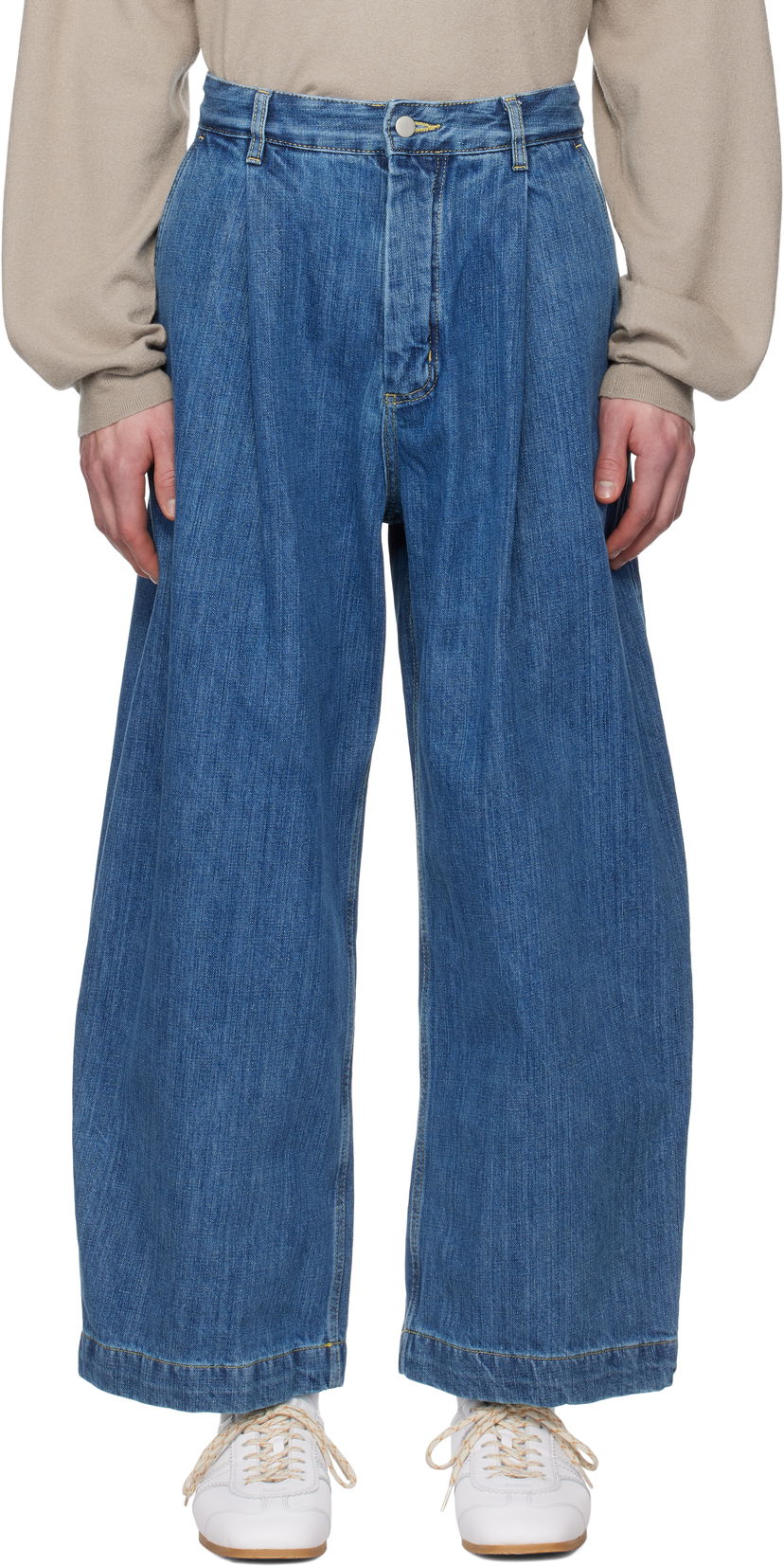 Джинси Studio Nicholson Studio Nicholson Puch Pleated Jeans Синій | PUCH SNM - 1244