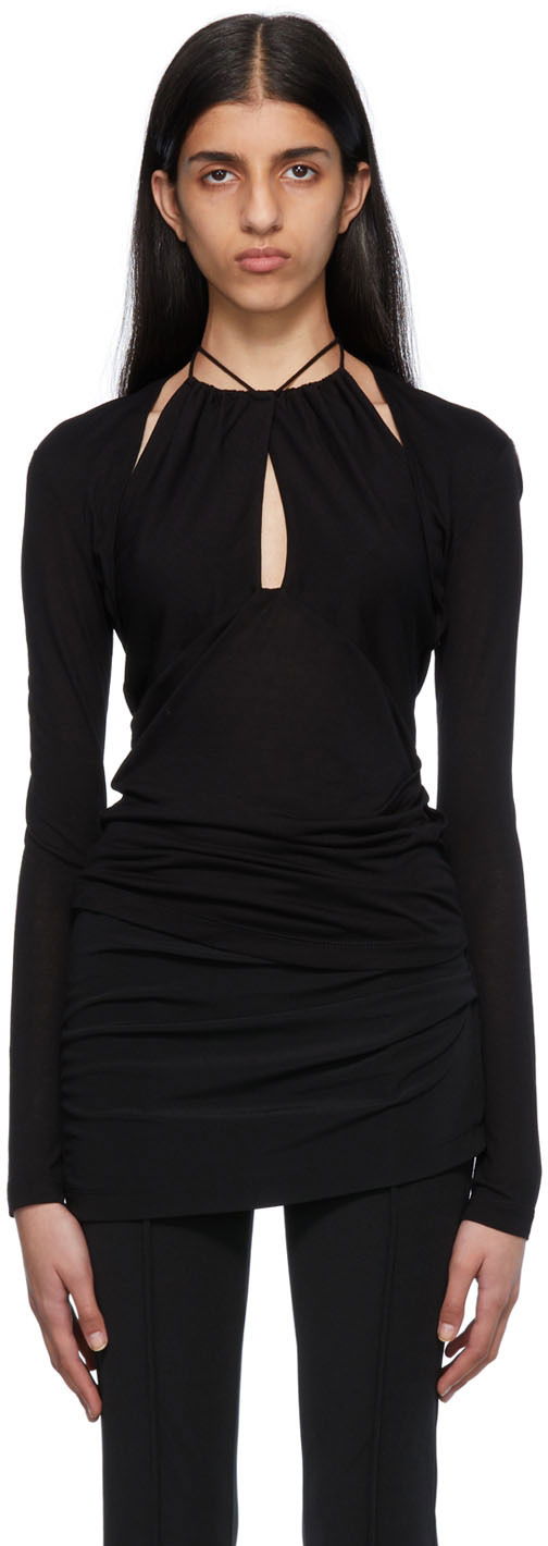 Безрукавка Helmut Lang Halter Longsleeve Top чорний | Ls Halter Top