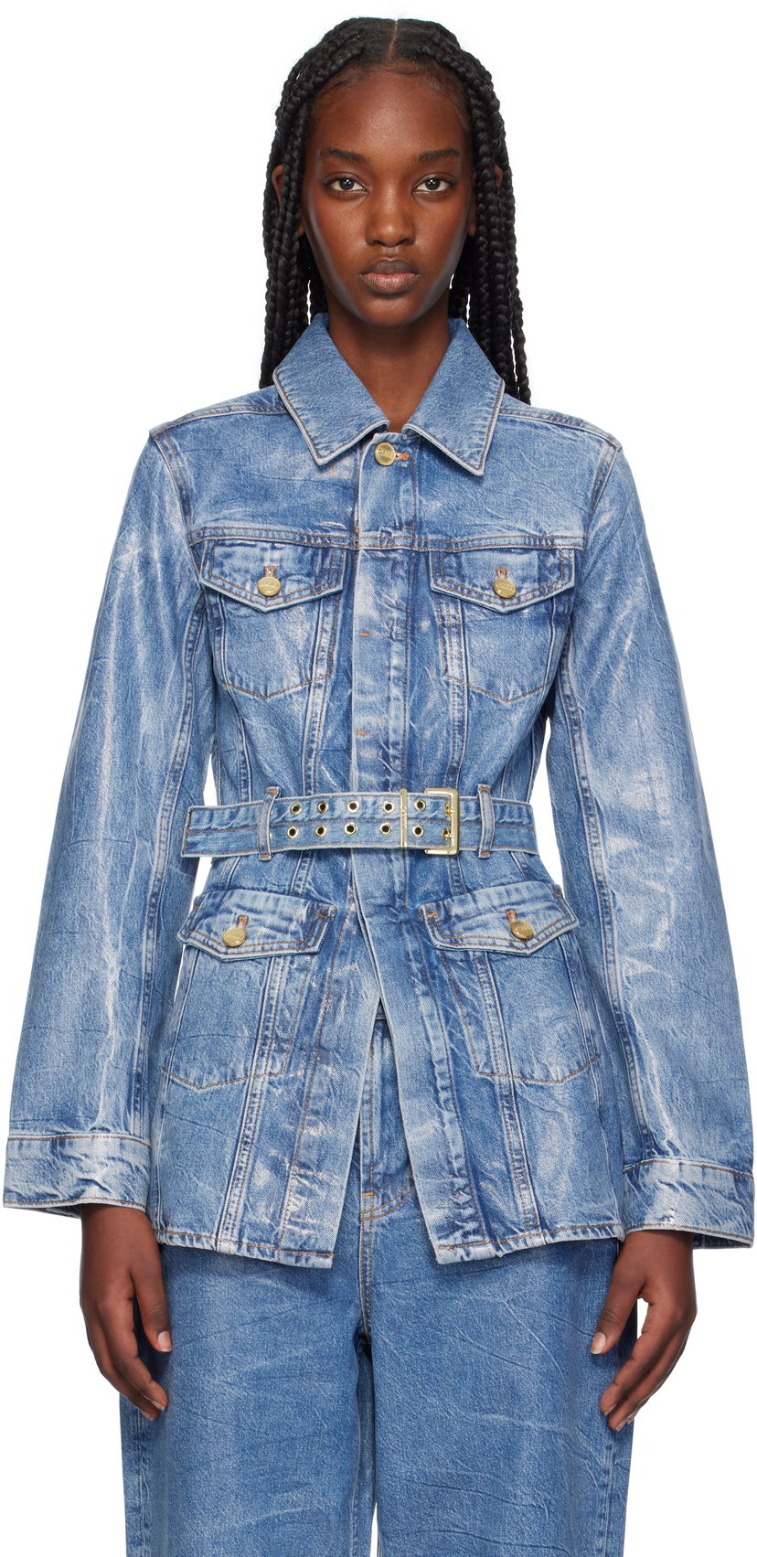 Куртка GANNI Ganni Foil Denim Jacket Синій | J1540