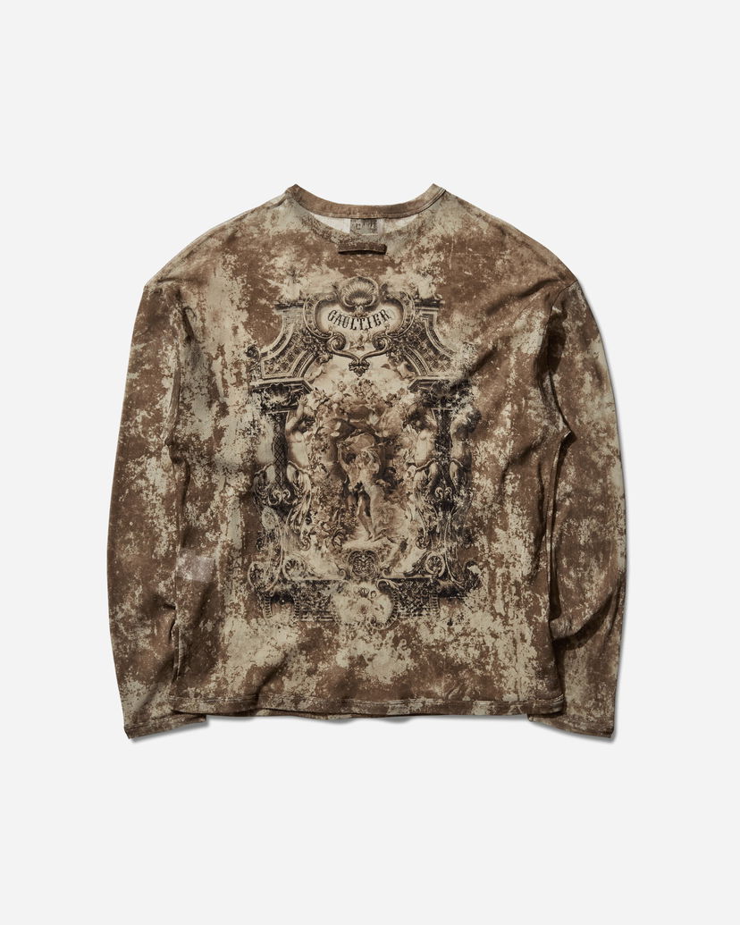 Футболка Jean Paul Gaultier Oversized Medallion Graphic Longsleeve Top Коричневий | 2503WTO340M006 P6965