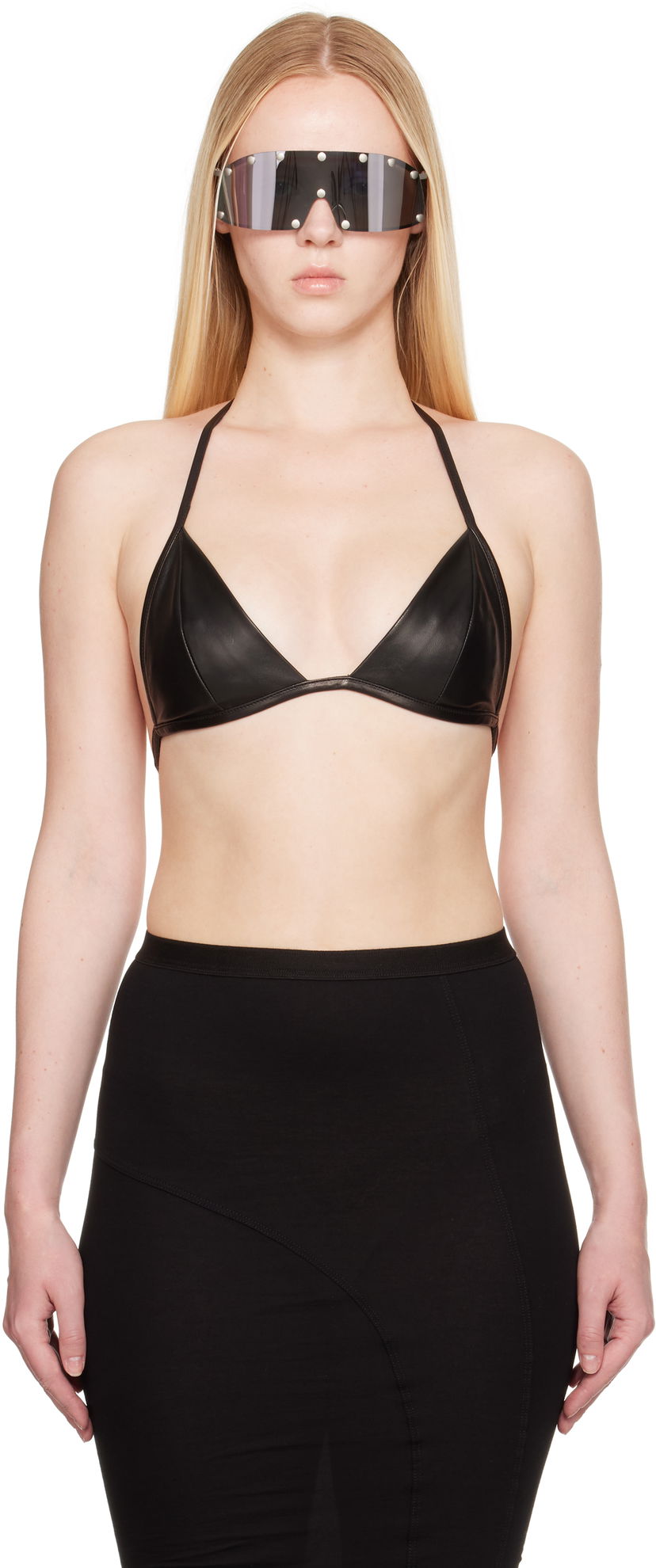 Бюстгальтер Rick Owens Rick Owens Hollywood Leather Bra чорний | RO01E7091 LBY