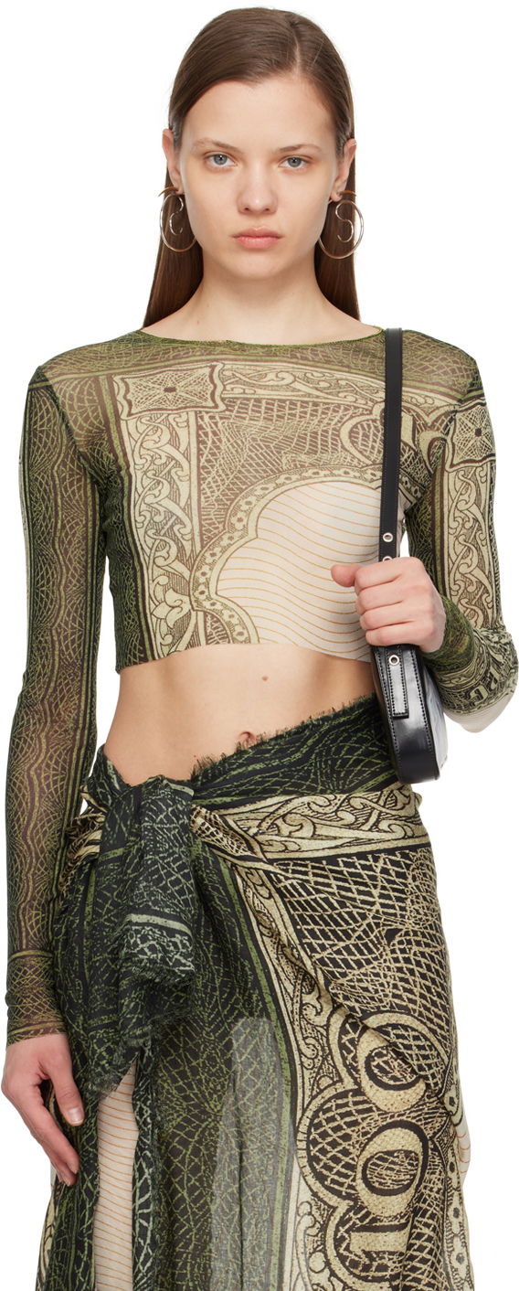 Кроп-топи Jean Paul Gaultier Gaultier 'The Cartouche' Long Sleeve Crop Top Зелений | 24/25-U-TO018-T515-400300156