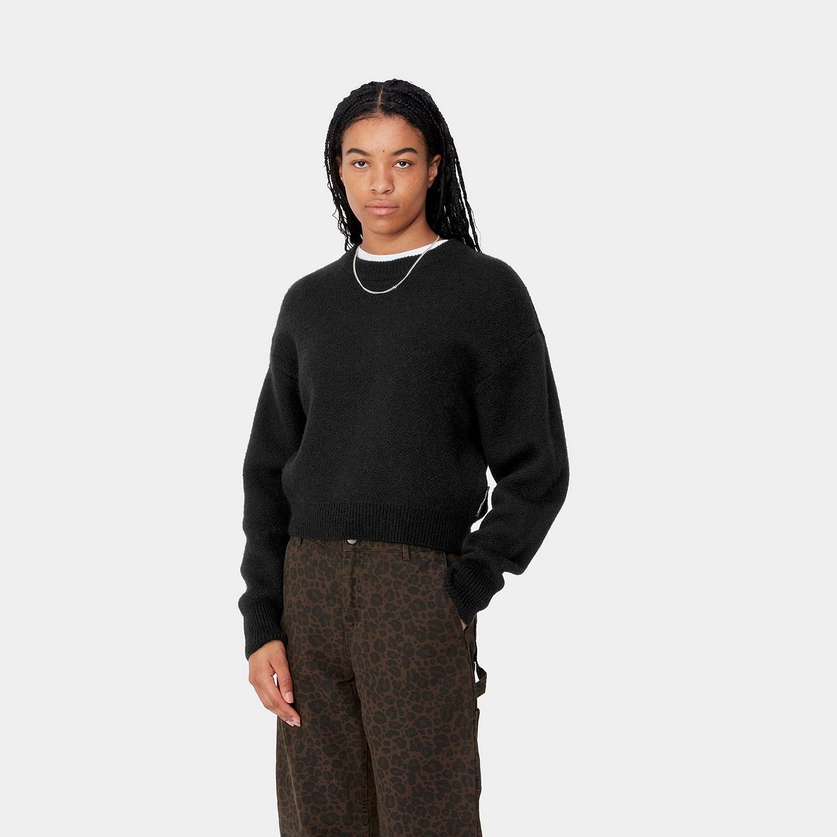 Cветр Carhartt WIP Merton Cropped Crewneck Sweater чорний | I033910_8, 0