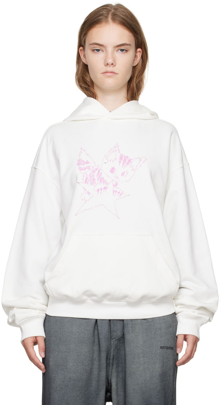 Світшоти We11done Fitted Hoodie With Graphic Print білий | WD-TH2-24-832-U-IV