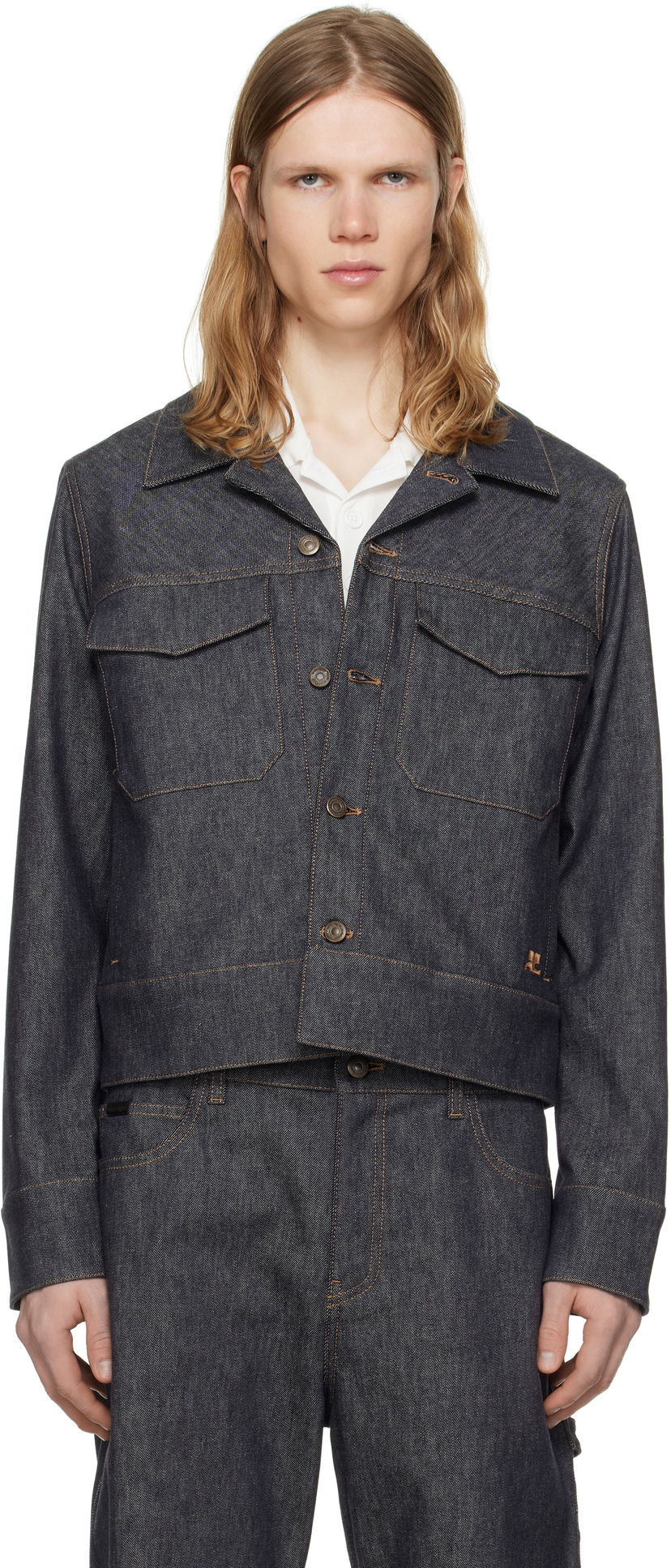 Куртка Courrèges Courrèges Utility Trucker Denim Jacket Синій | 125DBL250DE0035