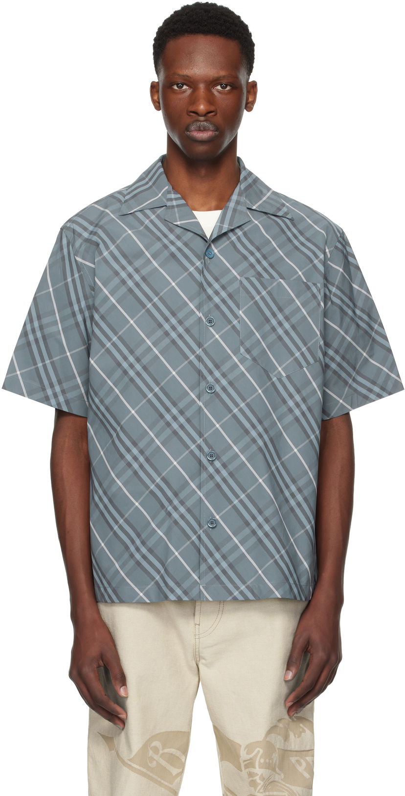 Сорочка Burberry Burberry Relaxed Fit Check Cotton Shirt Синій | 8109208