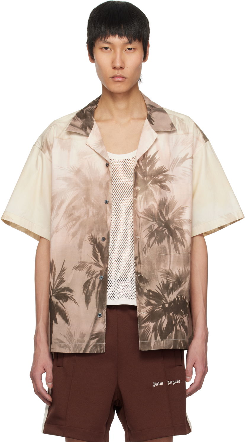 Сорочка Palm Angels Palm Angels Sunset Palms Bowling Shirt бежевий | PMGG00AS25FAB0026110