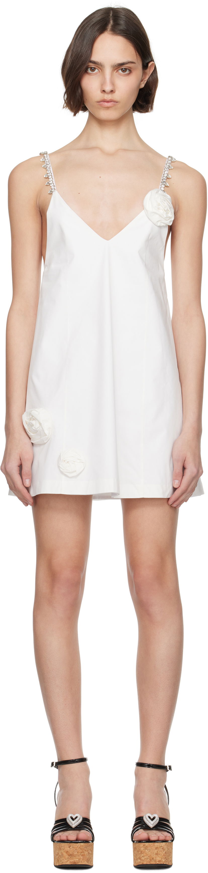 плаття Area AREA Crystal Rosette Poplin Mini Dress білий | SS25AWDR0166FA01