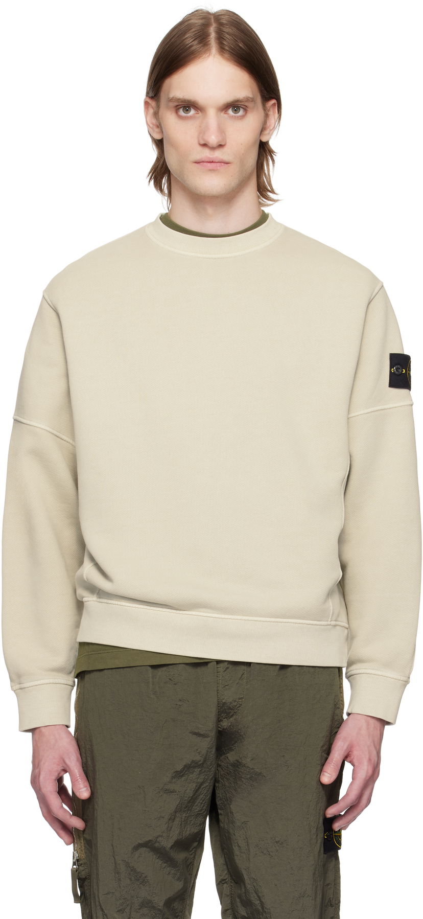Cветр Stone Island Stone Island Diagonal Fleece Old Effect Sweatshirt бежевий | K1S15 6100032 S0045