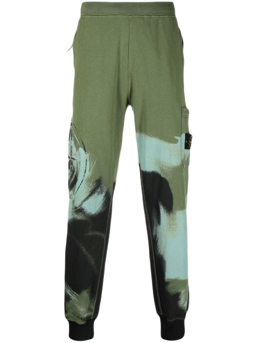 Спортивні штани Stone Island Paint-Stroke-Print Joggers Зелений | 771563445